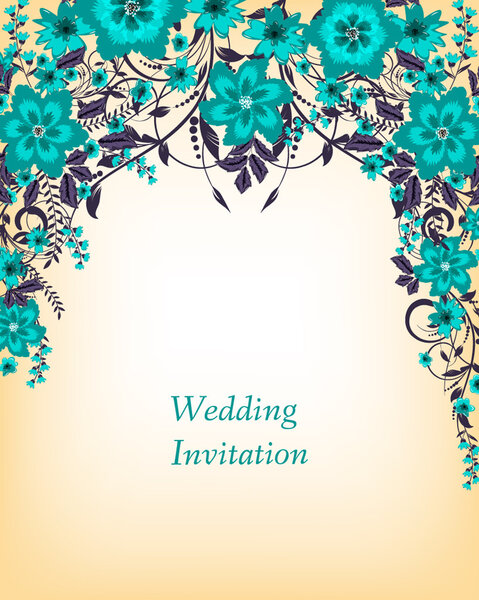 Wedding invitation card with flowers