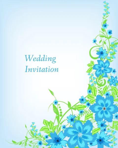 Carte d'invitation de mariage avec des fleurs — Image vectorielle