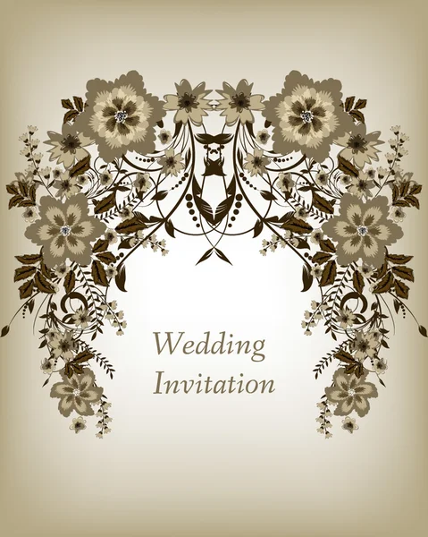 Carte d'invitation de mariage avec des fleurs — Image vectorielle