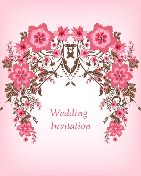 Hochzeitseinladung mit Blumen — Stockvektor