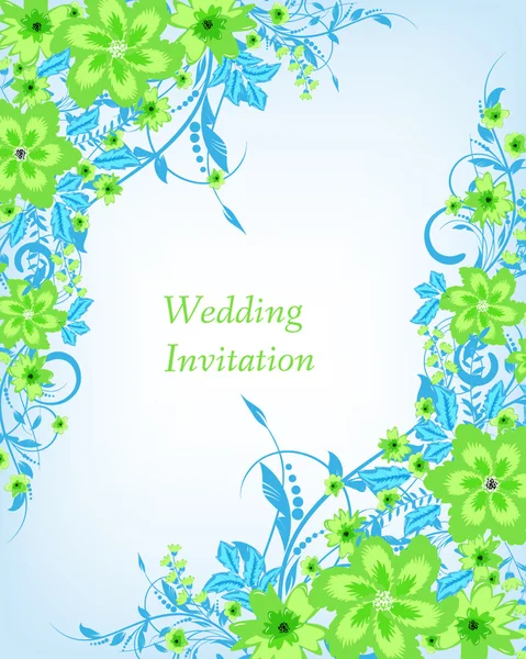 Wedding invitation card with flowers — Stock Vector