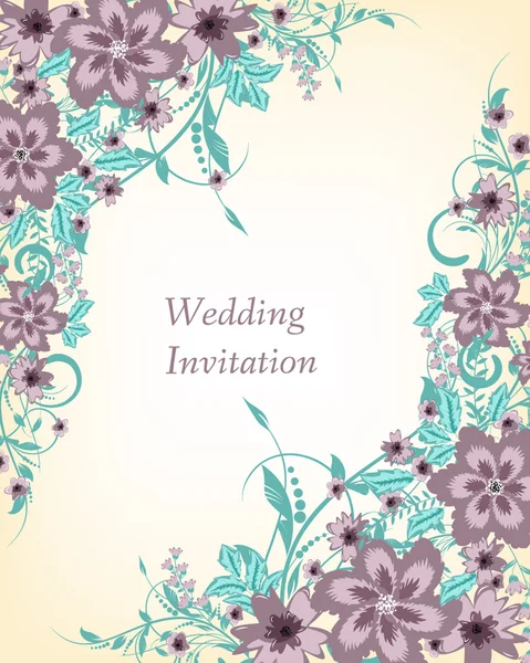 Wedding invitation card with flowers — Stock Vector