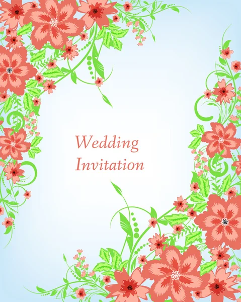 Wedding invitation card with flowers — Stock Vector