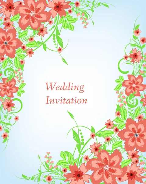 Carte d'invitation de mariage avec des fleurs — Image vectorielle