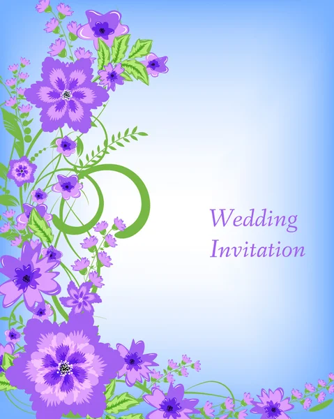 Bruiloft uitnodigingskaart met bloemen — Stockvector