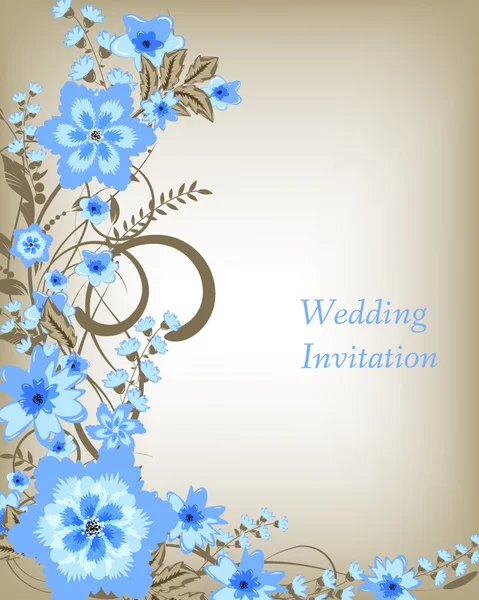 Tarjeta de invitación de boda con flores — Vector de stock