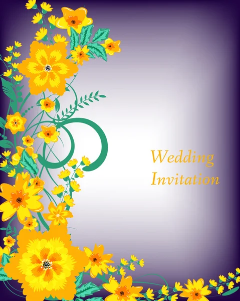 Tarjeta de invitación de boda con flores — Archivo Imágenes Vectoriales