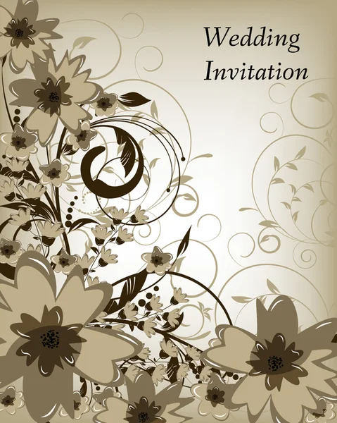 Carte d'invitation de mariage avec des fleurs — Image vectorielle