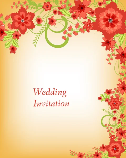 Ślubne Zaproszenia karty z kwiatami — Wektor stockowy