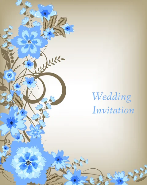 Çiçekli düğün davetiye kartı — Stok Vektör