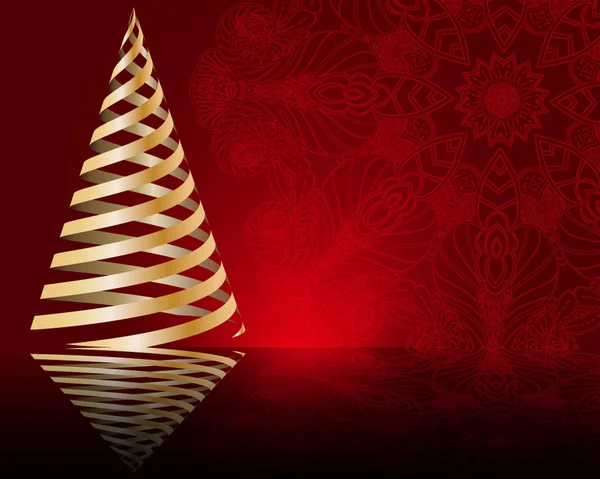 Fondo rojo con árbol de Navidad — Archivo Imágenes Vectoriales
