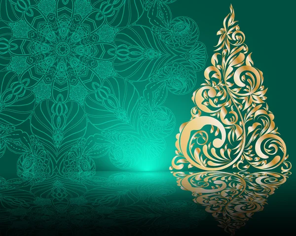 绿色背景与圣诞树 — 图库矢量图片