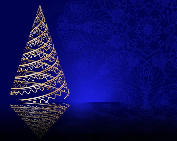 Fond bleu avec arbre de Noël — Image vectorielle