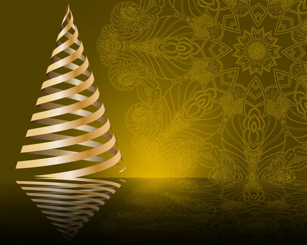 Fundo amarelo com árvore de natal — Vetor de Stock