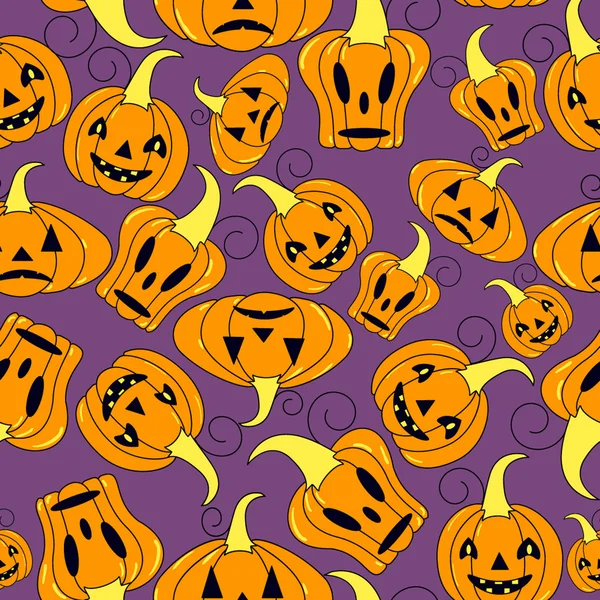 Padrão de Halloween sem costura com abóboras — Vetor de Stock