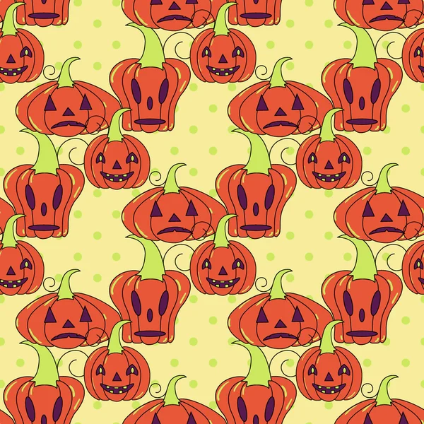 Naadloze halloween patroon met pompoenen — Stockvector