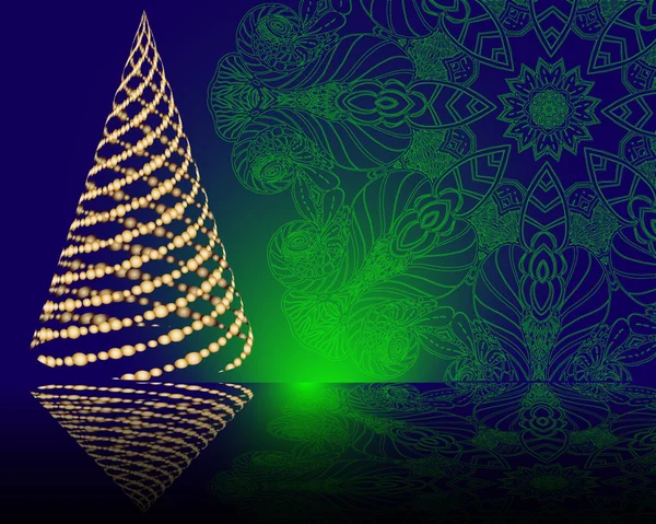 Grüner Hintergrund mit Weihnachtsbaum — Stockvektor