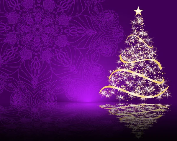 Purple background with Christmas tree — Stock Vector