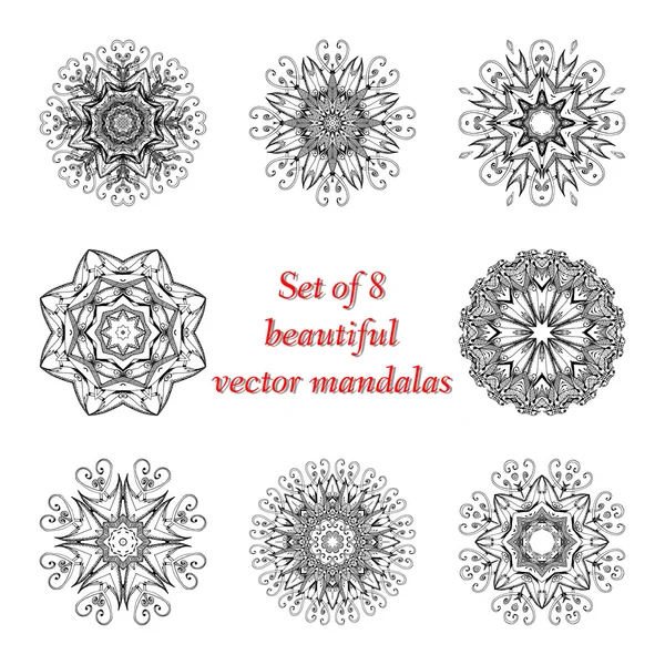 Conjunto de mandala fractal étnica — Vector de stock