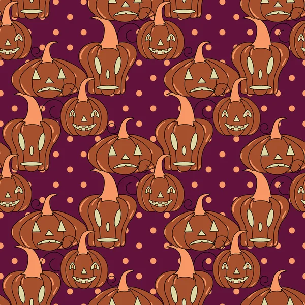 Seamless Halloween pattern with pumpkins — Stock Vector