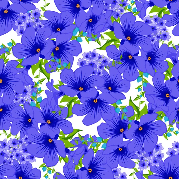 Kék virág zökkenőmentes minta — Stock Vector