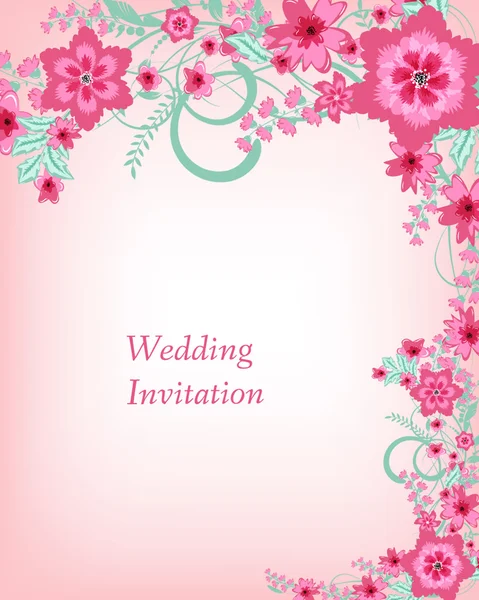 Tarjeta de invitación de boda con flores — Vector de stock