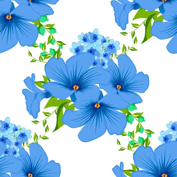 Mavi çiçekli, pürüzsüz desen — Stok Vektör