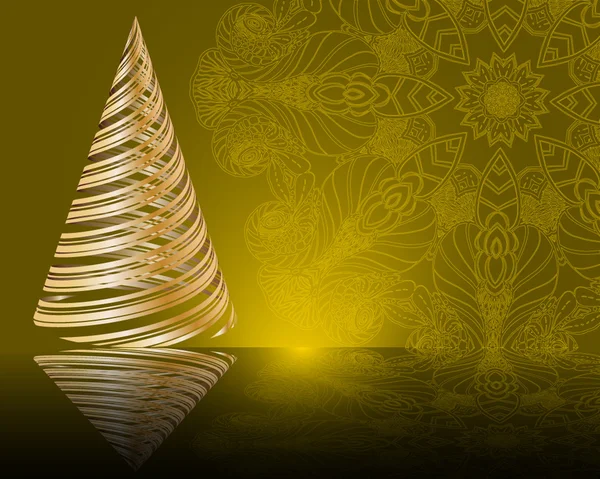 Gele achtergrond met kerstboom — Stockvector