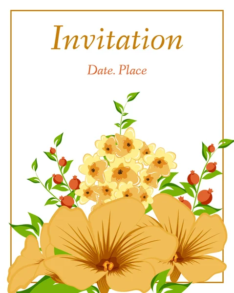 Tarjeta de invitación floral con flores amarillas — Archivo Imágenes Vectoriales