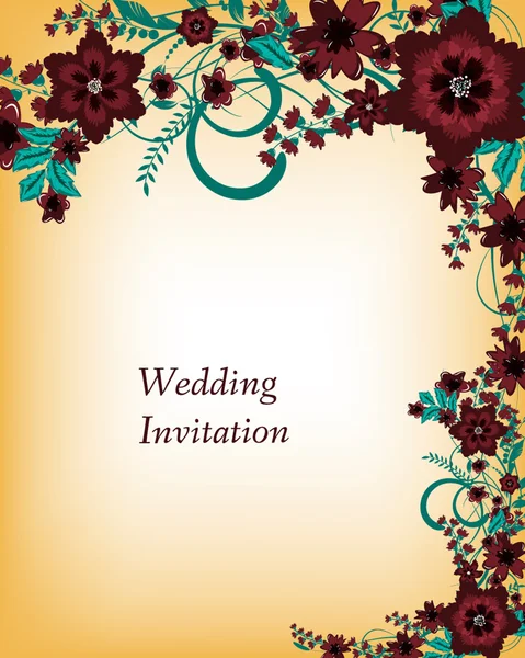 Carte d'invitation de mariage avec des fleurs — Image vectorielle