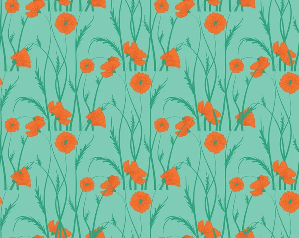 Seamless floral pattern with poppy flowers — Stock Vector