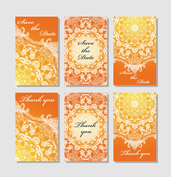 Modelos de cartão floral laranja vintage — Vetor de Stock