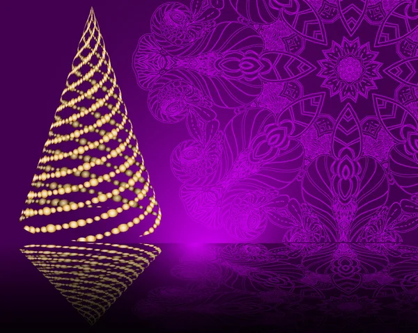 Fundo roxo com árvore de Natal — Vetor de Stock