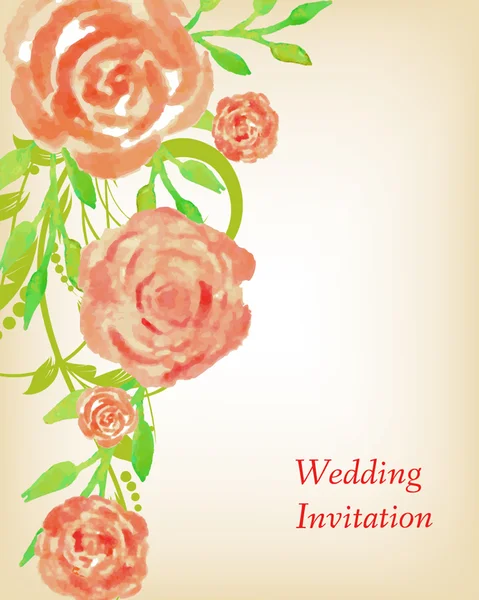 Carte d'invitation de mariage avec des fleurs — Image vectorielle