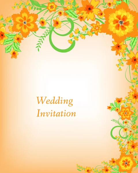 Carte d'invitation de mariage avec des fleurs — Image vectorielle