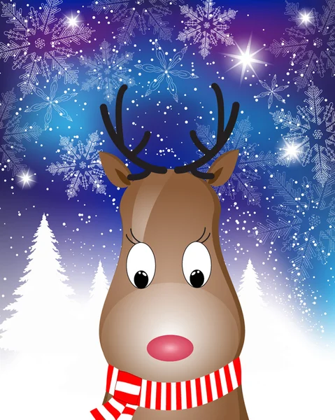 Christmas greeting card with deer — Stock Vector