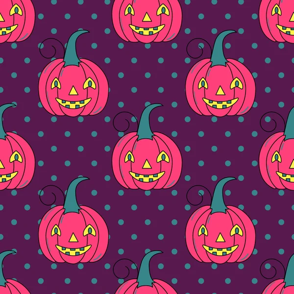Nahtloses Halloween-Muster mit Kürbissen — Stockvektor