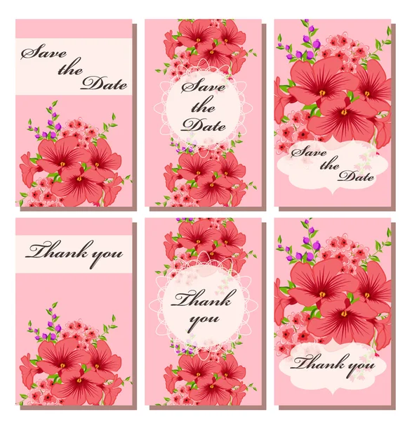 Red floral card templates with — Stock Vector