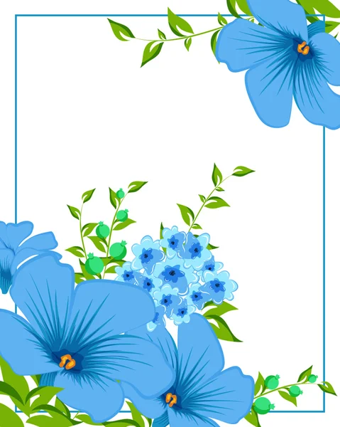 Cartão floral com flores azuis — Vetor de Stock