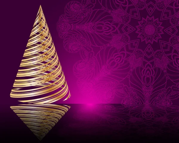 Fundo roxo com árvore de Natal —  Vetores de Stock