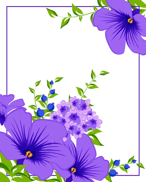 Floral card with purple flowers — Stock Vector