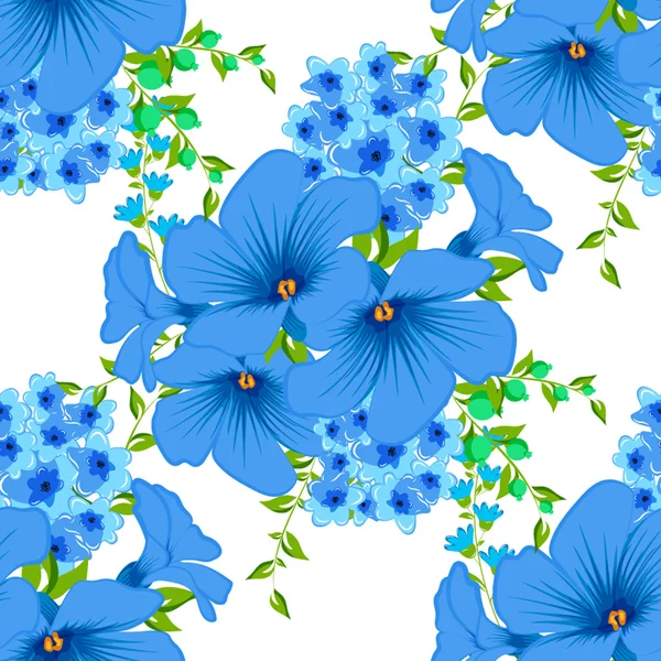 Padrão sem costura floral azul — Vetor de Stock