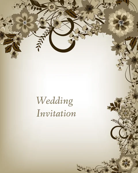 Carte d'invitation de mariage avec des fleurs — Image vectorielle