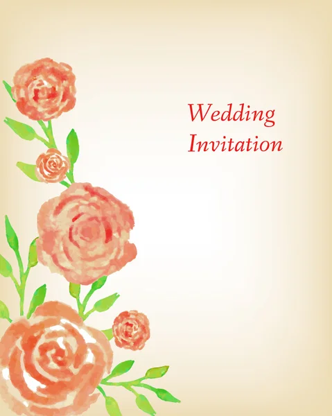 Carte d'invitation de mariage avec des fleurs — Image vectorielle