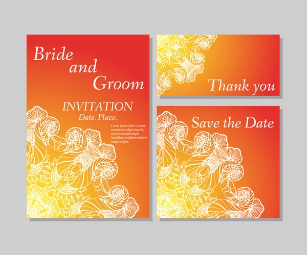 Invitación floral de boda naranja — Archivo Imágenes Vectoriales