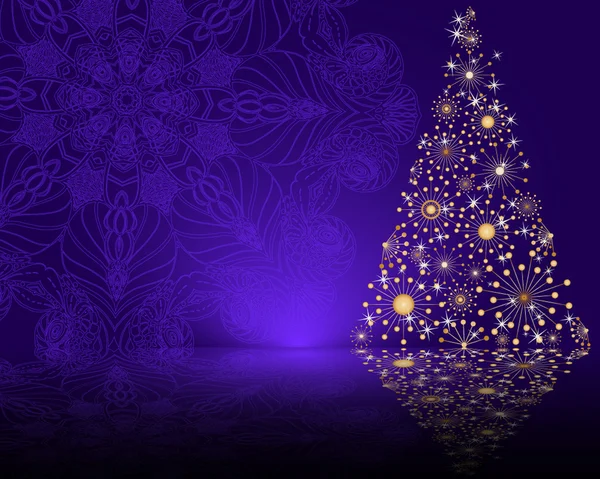 青い背景とクリスマスツリー — ストックベクタ
