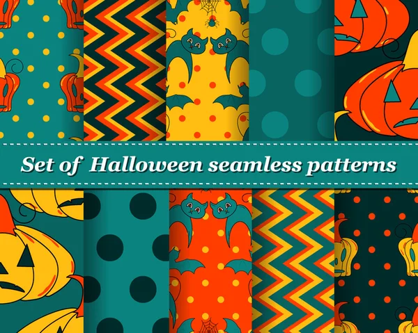 Set van halloween naadloze patronen — Stockvector