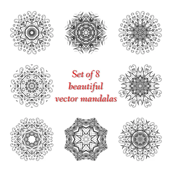 Conjunto de mandala fractal étnica — Vector de stock