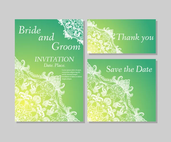 Invito floreale matrimonio verde — Vettoriale Stock