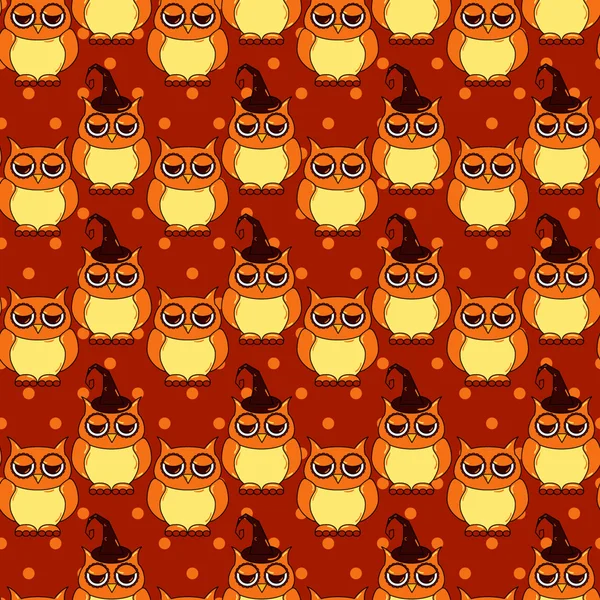 Seamless Halloween pattern with owls — Stock Vector